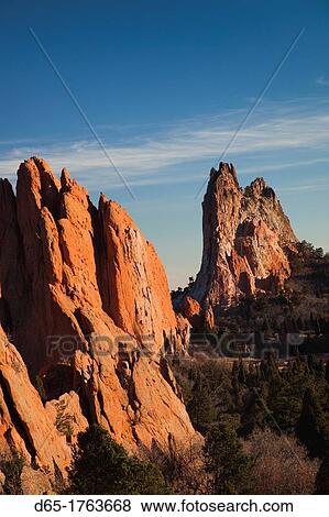 USA, Colorado, Colorado Springs, Garden of the Gods, rock formations at sunset View Large Photo Image Stock Photo - USA, Colorado, Colorado Springs, Garden of the Gods, rock formations at sunset. Fotosearch