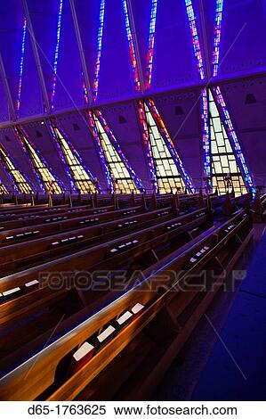 USA, Colorado, Colorado Springs, United States Air Force Academy, Cadet's Chapel, stained-glass interior View Large Photo Image Stock Photography - USA, Colorado, Colorado Springs, United States Air Force Academy, Cadet's Chapel, stained-glass interior. Fotosearch