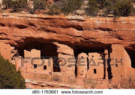Stock Image - USA, Colorado, Manitou Springs, Manitou Cliff Dwellings, former home to native Americans. Fotosearch