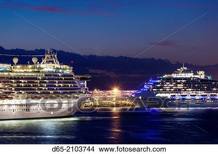 USA, Florida, Fort Lauderdale, Port Everglades, cruiseships, dawn. View Large Photo Image Picture - USA, Florida, Fort Lauderdale, Port Everglades, cruiseships, dawn.. Fotosearch