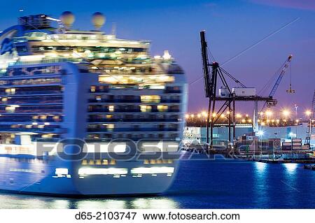 USA, Florida, Fort Lauderdale, Port Everglades, cruiseships, dawn. View Large Photo Image Stock Photo - USA, Florida, Fort Lauderdale, Port Everglades, cruiseships, dawn.. Fotosearch