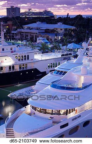 USA, Florida, Fort Lauderdale, Port Everglades, yacht, dawn. View Large Photo Image Stock Photo - USA, Florida, Fort Lauderdale, Port Everglades, yacht, dawn.. Fotosearch