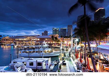 USA, Florida, Miami, Bayside Mall, evening. View Large Photo Image Picture - USA, Florida, Miami, Bayside Mall, evening.. Fotosearch