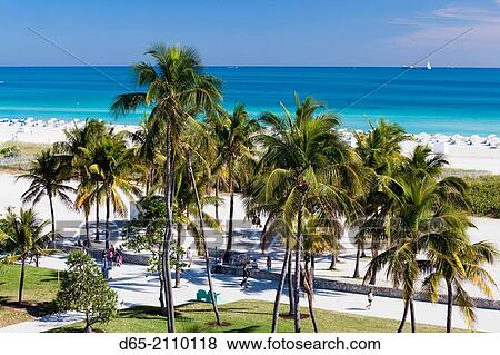 USA, Florida, Miami Beach, elevated view of South Beach. View Large Photo Image Stock Photo - USA, Florida, Miami Beach, elevated view of South Beach.. Fotosearch