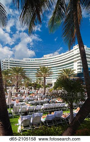 USA, Florida, Miami Beach, The Fontainebleau Hotel. View Large Photo Image Stock Photo - USA, Florida, Miami Beach, The Fontainebleau Hotel.. Fotosearch