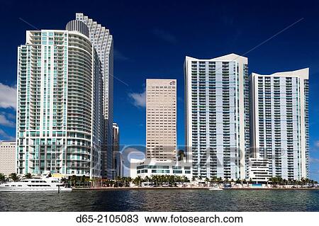USA, Florida, Miami, city skyline from Brickell Key. View Large Photo Image Stock Image - USA, Florida, Miami, city skyline from Brickell Key.. Fotosearch