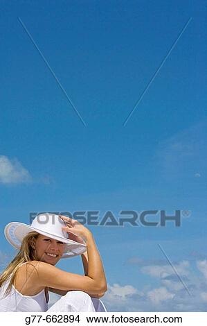 Usa. Florida. Miami. Key Biscayne. Woman on the beach of Crandon Beach. View Large Photo Image Picture - Usa. Florida. Miami. Key Biscayne. Woman on the beach of Crandon Beach.. Fotosearch
