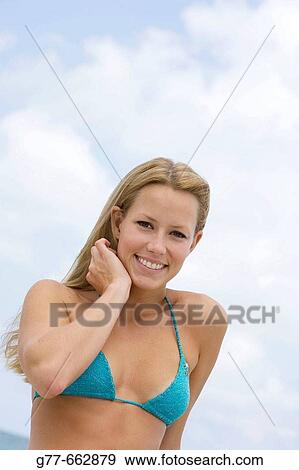 Usa. Florida. Miami. Key Biscayne. Woman on the beach of Crandon Beach. View Large Photo Image Stock Photo - Usa. Florida. Miami. Key Biscayne. Woman on the beach of Crandon Beach.. Fotosearch