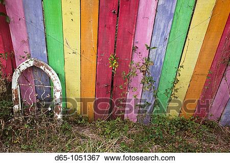 USA, Florida, Ocala National Forest, Barberville, rainbow-painted fence View Large Photo Image Stock Photo - USA, Florida, Ocala National Forest, Barberville, rainbow-painted fence. Fotosearch