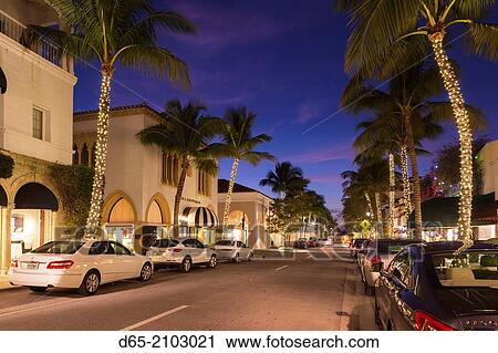 USA, Florida, Palm Beach, Worth Avenue, dusk. View Large Photo Image Stock Image - USA, Florida, Palm Beach, Worth Avenue, dusk.. Fotosearch