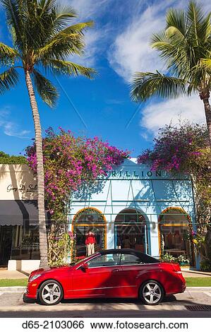 USA, Florida, Palm Beach, Worth Avenue and Mercedes car. View Large Photo Image Stock Photograph - USA, Florida, Palm Beach, Worth Avenue and Mercedes car.. Fotosearch
