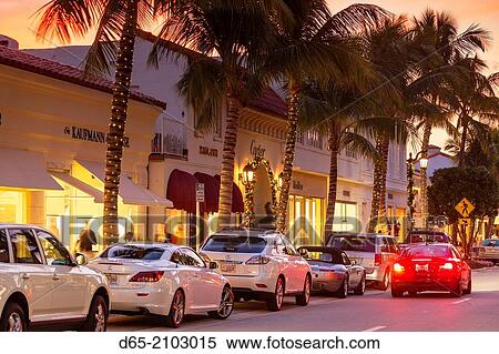USA, Florida, Palm Beach, Worth Avenue, dusk. View Large Photo Image Stock Photography - USA, Florida, Palm Beach, Worth Avenue, dusk.. Fotosearch