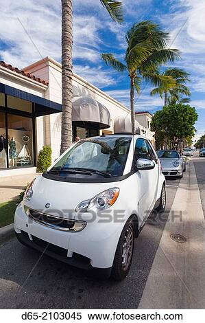 USA, Florida, Palm Beach, Worth Avenue and Smart car. View Large Photo Image Stock Photography - USA, Florida, Palm Beach, Worth Avenue and Smart car.. Fotosearch