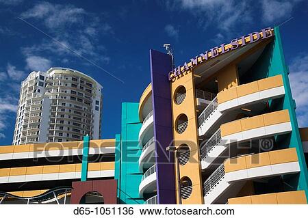 Stock Photograph - USA, Florida, Tampa, Channelside complex parking garage. Fotosearch
