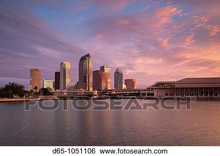 USA, Florida, Tampa, skyline from Hillsborough Bay, dawn View Large Photo Image Stock Photograph - USA, Florida, Tampa, skyline from Hillsborough Bay, dawn. Fotosearch
