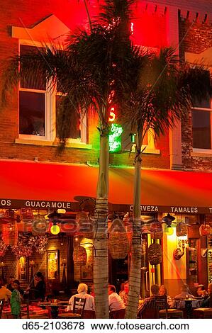 USA, Florida, West Palm Beach, Clematis Street, cafe, evening. View Large Photo Image Stock Photo - USA, Florida, West Palm Beach, Clematis Street, cafe, evening.. Fotosearch
