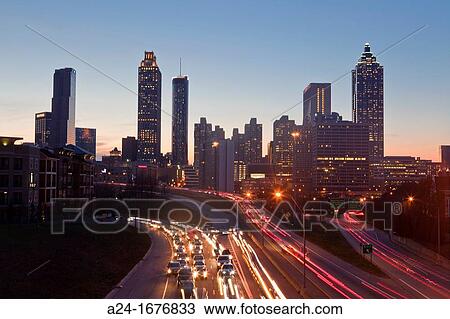 Stock Image - USA, Georgia, Atlanta City, Down Town Skyline. Fotosearch