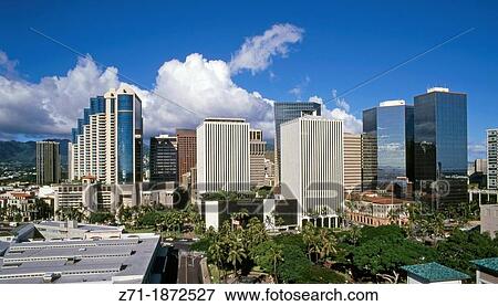 USA, Hawaii, Oahu, Honolulu, skyline, View Large Photo Image Stock Photo - USA, Hawaii, Oahu, Honolulu, skyline,. Fotosearch