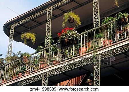 USA, LOUISIANA, NEW ORLEANS, FRENCH QUARTER, ROYAL STREET, WROUGHT IRON BALCONIES. View Large Photo Image Stock Photo - USA, LOUISIANA, NEW ORLEANS, FRENCH QUARTER, ROYAL STREET, WROUGHT IRON BALCONIES.. Fotosearch