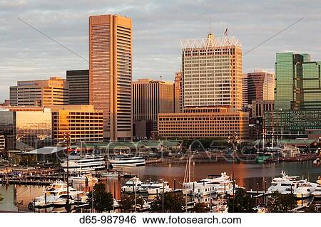 USA, Maryland, Baltimore, Inner Harbor, skyline from Federal Hill, sunrise View Large Photo Image Stock Photograph - USA, Maryland, Baltimore, Inner Harbor, skyline from Federal Hill, sunrise. Fotosearch