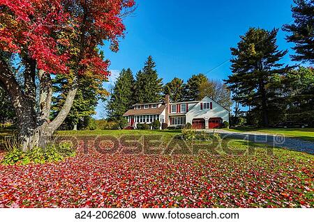 USA, Massachusetts, Berckshire District, Near Lenox City, House. View Large Photo Image Stock Photo - USA, Massachusetts, Berckshire District, Near Lenox City, House.. Fotosearch