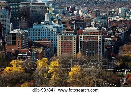USA, Massachusetts, Boston, Back Bay and Boston Common, high angle view, autumn View Large Photo Image Stock Photo - USA, Massachusetts, Boston, Back Bay and Boston Common, high angle view, autumn. Fotosearch