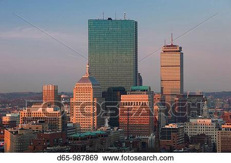 USA, Massachusetts, Boston, Back Bay, John Hancock Building and Prudential Building, dawn View Large Photo Image Stock Photo - USA, Massachusetts, Boston, Back Bay, John Hancock Building and Prudential Building, dawn. Fotosearch
