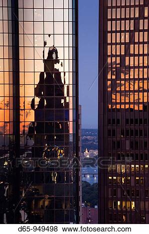 USA, Massachusetts, Boston, Financial District, Customs House Tower reflected in Exchange Place, dawn View Large Photo Image Stock Photo - USA, Massachusetts, Boston, Financial District, Customs House Tower reflected in Exchange Place, dawn. Fotosearch