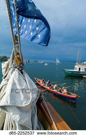 USA, Massachusetts, Gloucester, Schooner Festival, Seine boat rowing. View Large Photo Image Stock Photo - USA, Massachusetts, Gloucester, Schooner Festival, Seine boat rowing.. Fotosearch