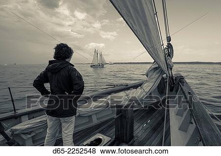USA, Massachusetts, Gloucester, Schooner Festival, aboard the Schooner Virginia. View Large Photo Image Stock Photo - USA, Massachusetts, Gloucester, Schooner Festival, aboard the Schooner Virginia.. Fotosearch