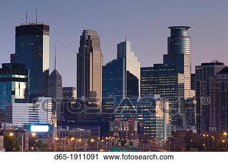 USA, Minnesota, Minneapolis, city skyline from interstate highway I-35W, dawn View Large Photo Image Stock Image - USA, Minnesota, Minneapolis, city skyline from interstate highway I-35W, dawn. Fotosearch