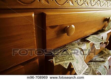 Usa Money Spilling Out Drawer Stock Photo M96 708969 Fotosearch