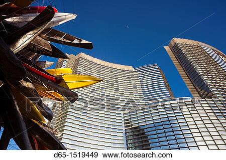 USA, Nevada, Las Vegas, CityCenter, Aria Hotel and canoe sculpture, Big Edge by Nancy Rubins View Large Photo Image Stock Photo - USA, Nevada, Las Vegas, CityCenter, Aria Hotel and canoe sculpture, Big Edge by Nancy Rubins. Fotosearch