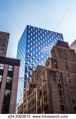 USA, New York City, Manhattan, Building at 47th. street. View Large Photo Image Stock Photography - USA, New York City, Manhattan, Building at 47th. street.. Fotosearch