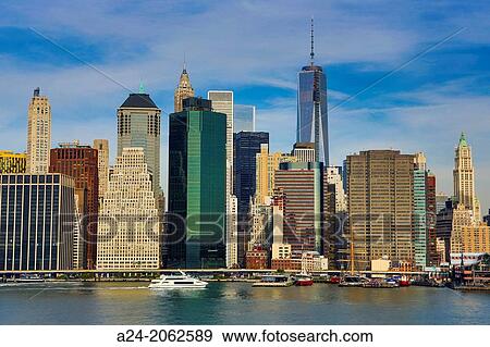 USA, New York City, Manhattan Skyline, Downtown,. View Large Photo Image Stock Photo - USA, New York City, Manhattan Skyline, Downtown,.. Fotosearch