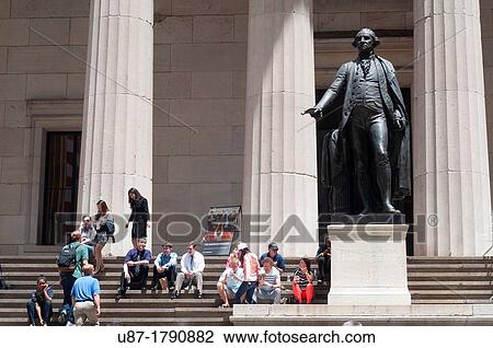 USA, New York, Downtown Manhattan, Financial District, Wall Street, Statue of George Washington in front of the Federal Hall National Memorial View Large Photo Image Stock Image - USA, New York, Downtown Manhattan, Financial District, Wall Street, Statue of George Washington in front of the Federal Hall National Memorial. Fotosearch