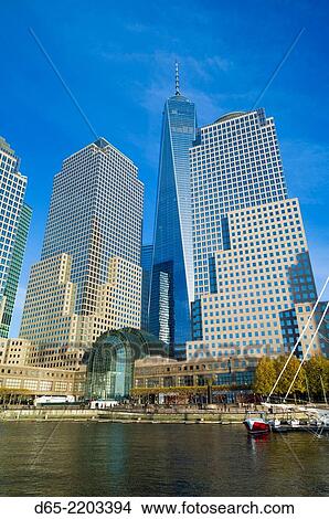 Picture - USA, New York, New York City, Lower Manhattan, view of the Freedom Tower.. Fotosearch