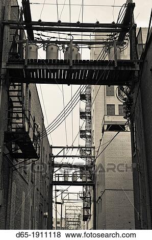 USA, North Dakota, Fargo, alley View Large Photo Image Stock Photo - USA, North Dakota, Fargo, alley. Fotosearch