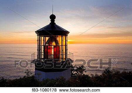 USA, Oregon, Tillamook County, Cape Meares State Park, Cape Meares lighthouse, Pacific ocean, sunset, August View Large Photo Image Stock Photo - USA, Oregon, Tillamook County, Cape Meares State Park, Cape Meares lighthouse, Pacific ocean, sunset, August. Fotosearch