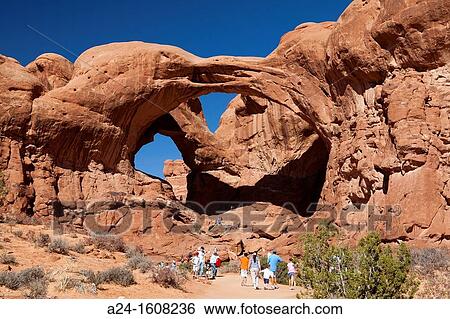 USA-Utah-Arches National Park-Double Arch View Large Photo Image Stock Photograph - USA-Utah-Arches National Park-Double Arch. Fotosearch