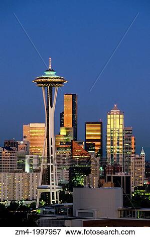 USA, WASHINGTON, SEATTLE, SKYLINE WITH SPACE NEEDLE. View Large Photo Image Stock Photo - USA, WASHINGTON, SEATTLE, SKYLINE WITH SPACE NEEDLE.. Fotosearch