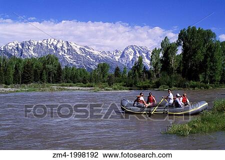 USA, WYOMING, GRAND TETON NATIONAL PARK, SNAKE RIVER, TETON RANGE, PEOPLE RAFTING. View Large Photo Image Stock Image - USA, WYOMING, GRAND TETON NATIONAL PARK, SNAKE RIVER, TETON RANGE, PEOPLE RAFTING.. Fotosearch