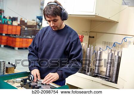 Picture - Useful check dimensions. Automated CNC lathe. Machined Indecober. Machining of precision parts in series. Automotive industry. Berriz. Bizkaia. Basque Country. Spain.. Fotosearch