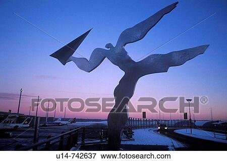 Stock Photo - ? Utkast?, sculpture by K? re Groven (1989). Oslo Airport. Norway. Fotosearch