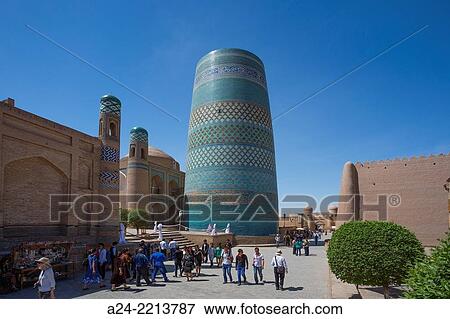 Stock Photo - Uzbekistan,, Khorezm Region, Khiva City, Itchan Kala, Kalta Minor Minaret (W. H. ).. Fotosearch