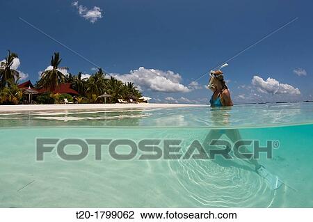 Stock Image - Vacation at Maldives, North Male Atoll, Indian Ocean, Maldives. Fotosearch