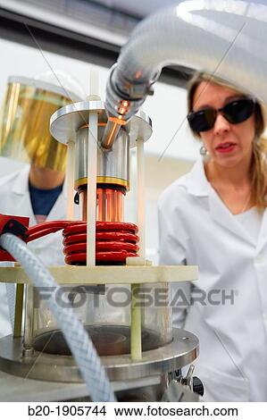 Picture - Vacuum Levitation Equipment Assisted by an induction furnace, the vacuum levitation equipment 100-1000 g comprises a crucible, coil and mould manufactured in Cu and refrigerated by water. Fotosearch