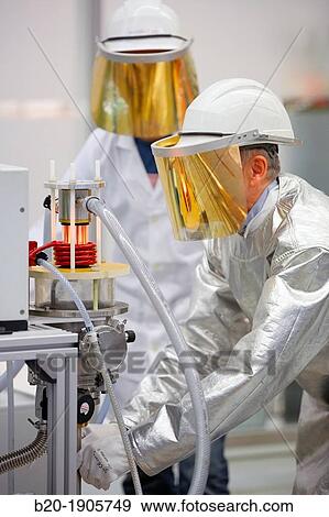 Stock Photo - Vacuum Levitation Equipment Assisted by an induction furnace, the vacuum levitation equipment 100-1000 g comprises a crucible, coil and mould manufactured in Cu and refrigerated by water. Fotosearch