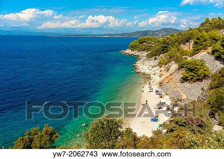 Stock Image - Vaja bay and beach near Racisce on Korcula island, Croatia.. Fotosearch