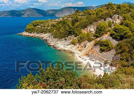 Vaja bay and beach near Racisce on Korcula island, Croatia. View Large Photo Image Stock Photo - Vaja bay and beach near Racisce on Korcula island, Croatia.. Fotosearch